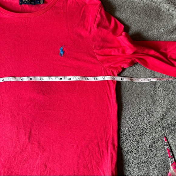 Polo Ralph Lauren Shirt Women L Long Sleeve Crew Neck Lightweight Pink - Picture 5 of 6